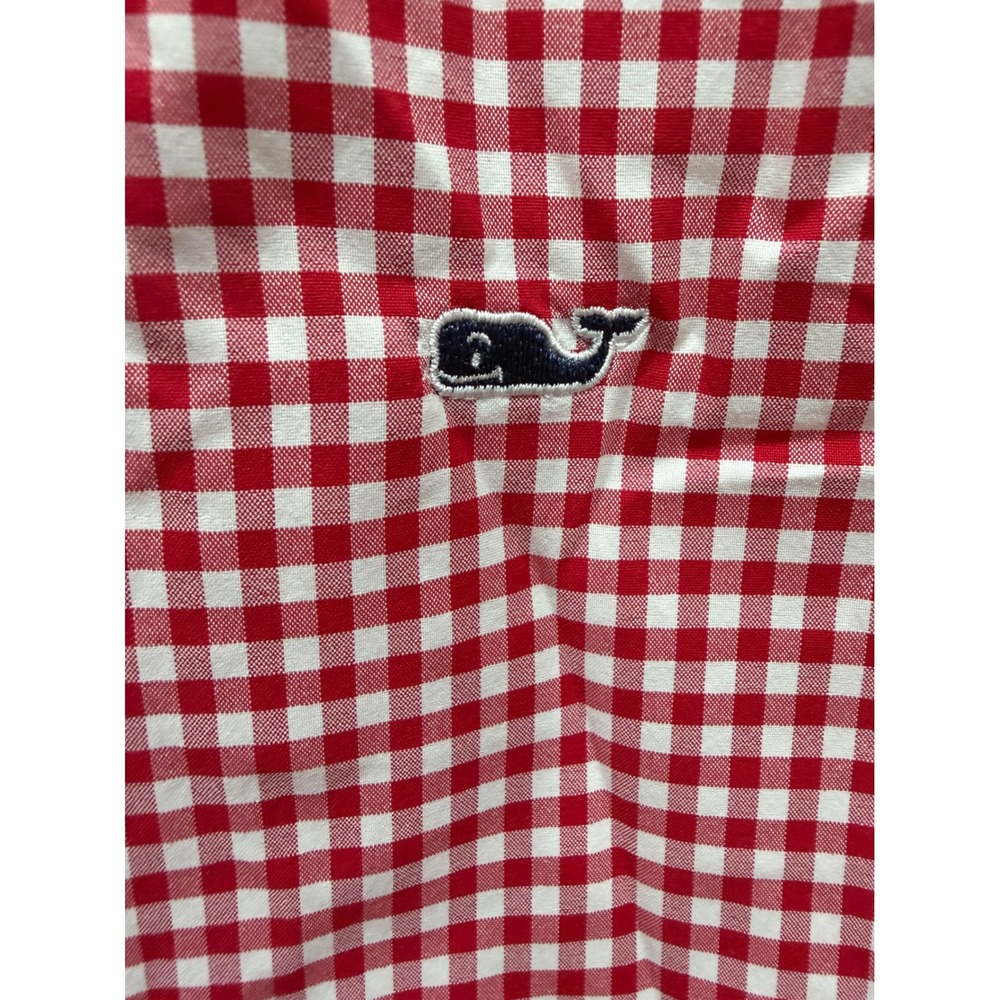 Vineyard Vines Performance Gingham Shirt Red White boy's M 12-14 Button Down - Picture 2 of 7